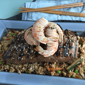Grills Steak and Shrimp
