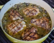 TEC Grills Grilled Chicken Chile Verde - Chicken Simmering in Pot