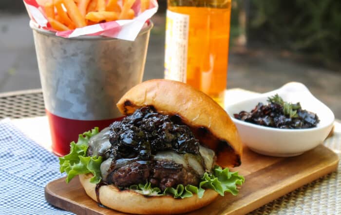 Bison Burgers with Balsamic Bacon Jam