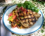 Grilled Swordfish with Peach Watermelon Salsa